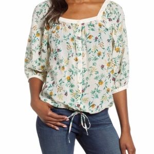 Sold- Lucky brand floral peasant style blouse